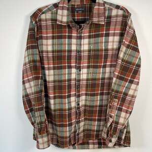 Eddie Bauer Men's Bristol Flannel L/G Cotton Plaid LS Button Up Shirt